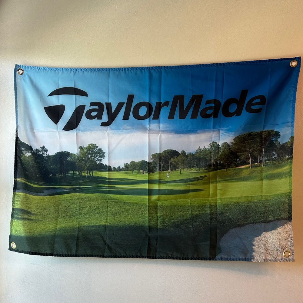 TaylorMade Blue & Green Golf Course Banner with Logo 2’x 3’